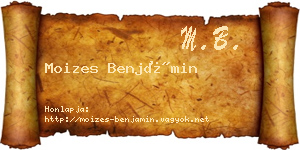 Moizes Benjámin névjegykártya